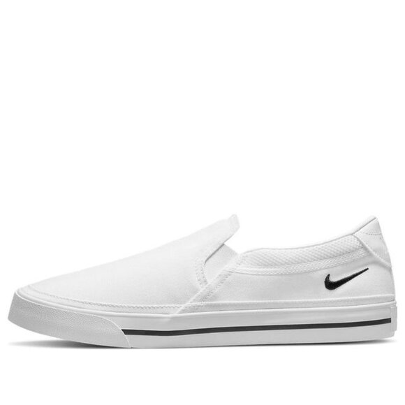 Nike Court Legacy Slip On Canvas White Black Skate Shoes DA2754-101 - Picture 12 of 16